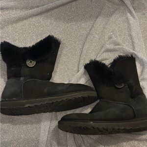 UGG Black Suede Fur Boots